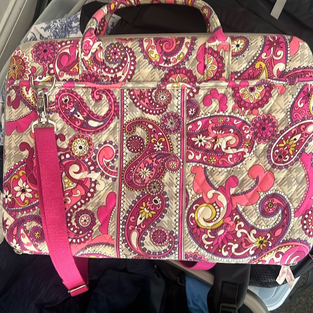 Vera Bradley hard laptop crossbody bag paisley meets plaid print